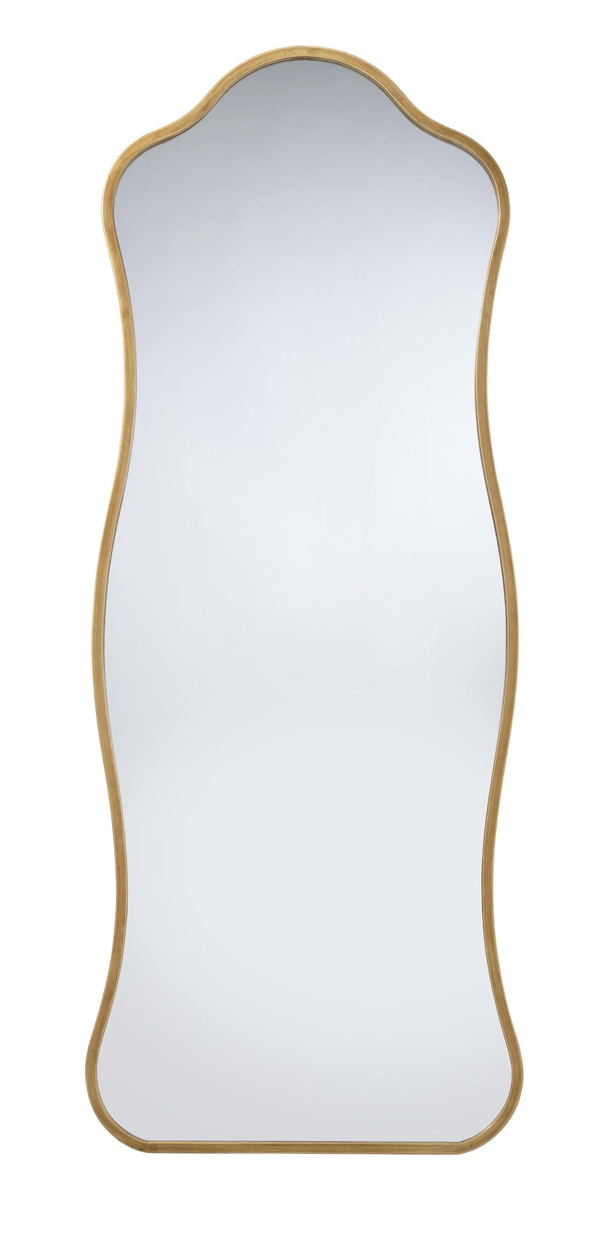 Jamie Young Aurora Wavy Iron Floor Mirror, Antique Brass