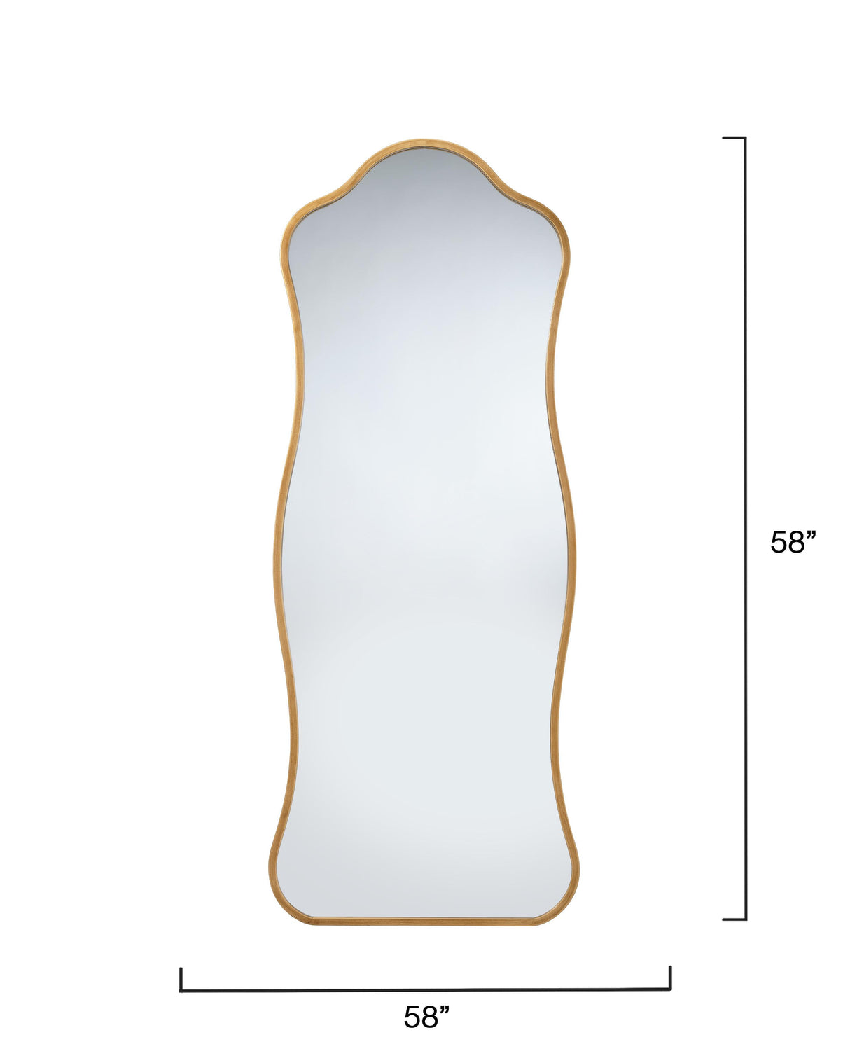 Jamie Young Aurora Wavy Iron Floor Mirror, Antique Brass