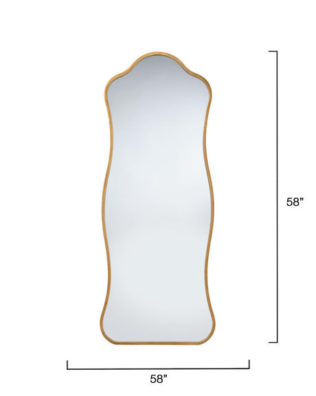 Jamie Young Aurora Wavy Iron Floor Mirror, Antique Brass