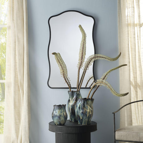 Jamie Young Aurora Wavy Iron Wall Mirror, Black