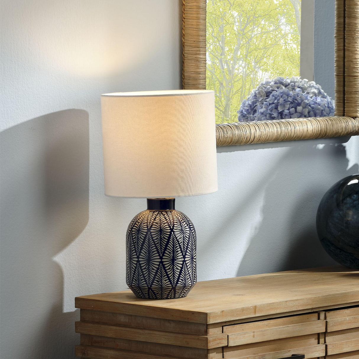 Jamie Young Highland Ceramic Table Lamp with Linen Shade