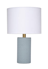 Jamie Young Roman Leather Table Lamp with Linen Shade, Blue