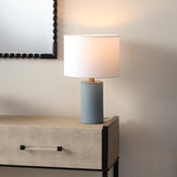 Jamie Young Roman Leather Table Lamp with Linen Shade, Blue