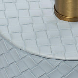 Jamie Young Roman Leather Table Lamp with Linen Shade, Blue