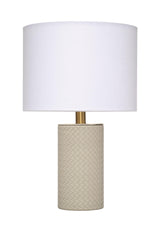 Jamie Young Roman Leather Table Lamp with Linen Shade, Grey