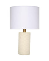 Jamie Young Roman Leather Table Lamp with Linen Shade, White