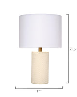 Jamie Young Roman Leather Table Lamp with Linen Shade, White