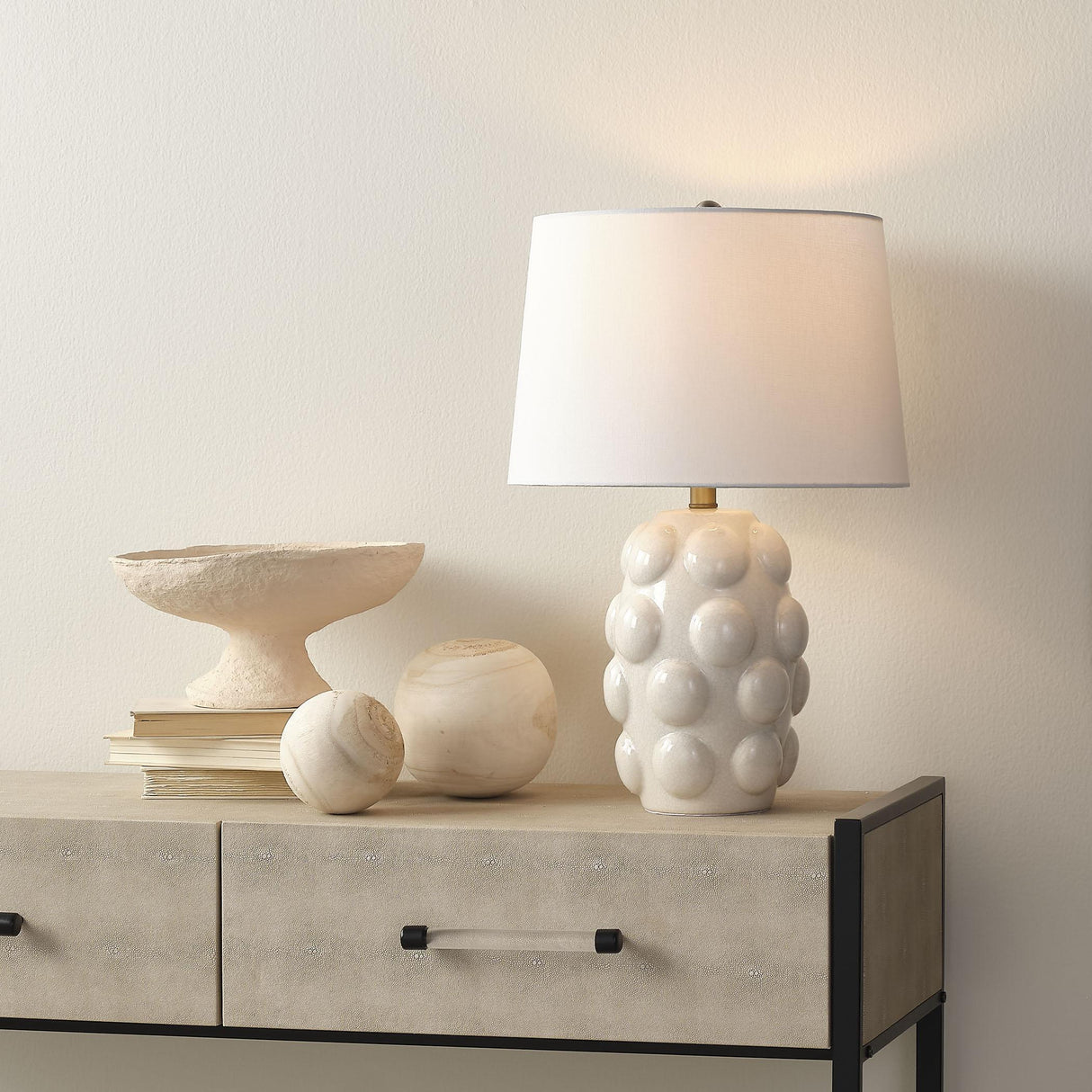 Jamie Young Silas Ceramic Table Lamp with Linen Shade