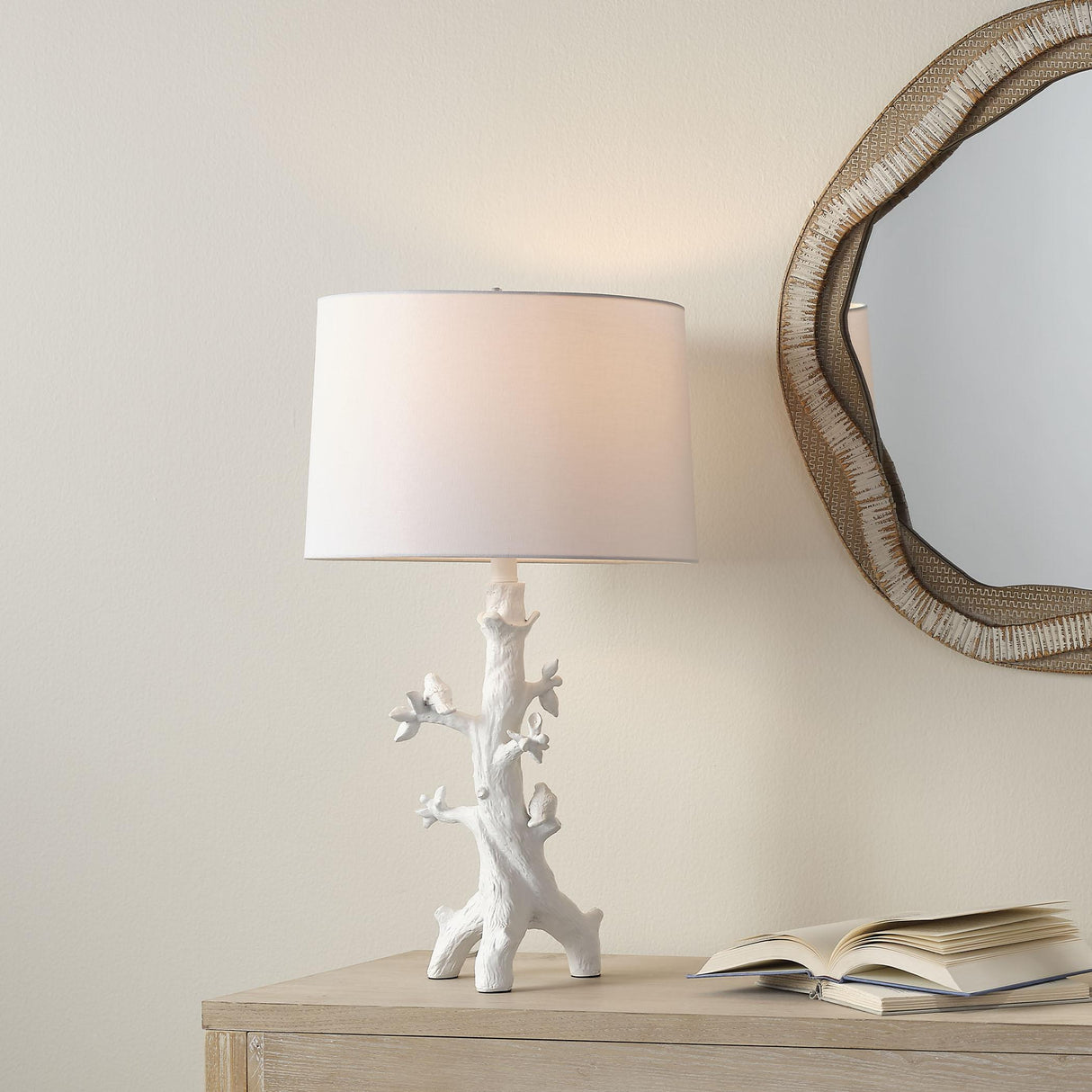 Jamie Young Sycamore Resin Table Lamp with Linen Shade
