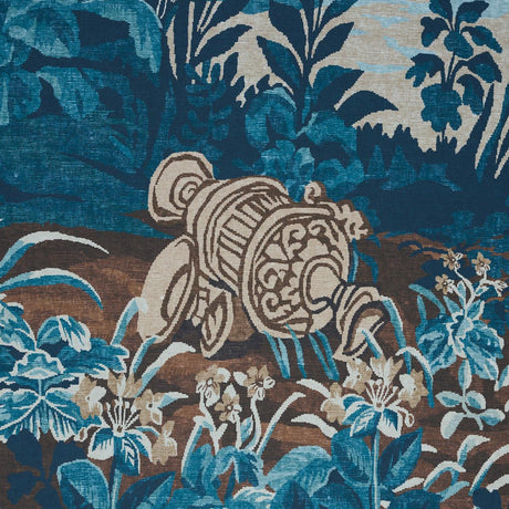 Schumacher La Fort 3 Panel Set Antique Blue Forest Wallpaper
