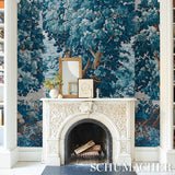 Schumacher La Fort 3 Panel Set Antique Blue Forest Wallpaper