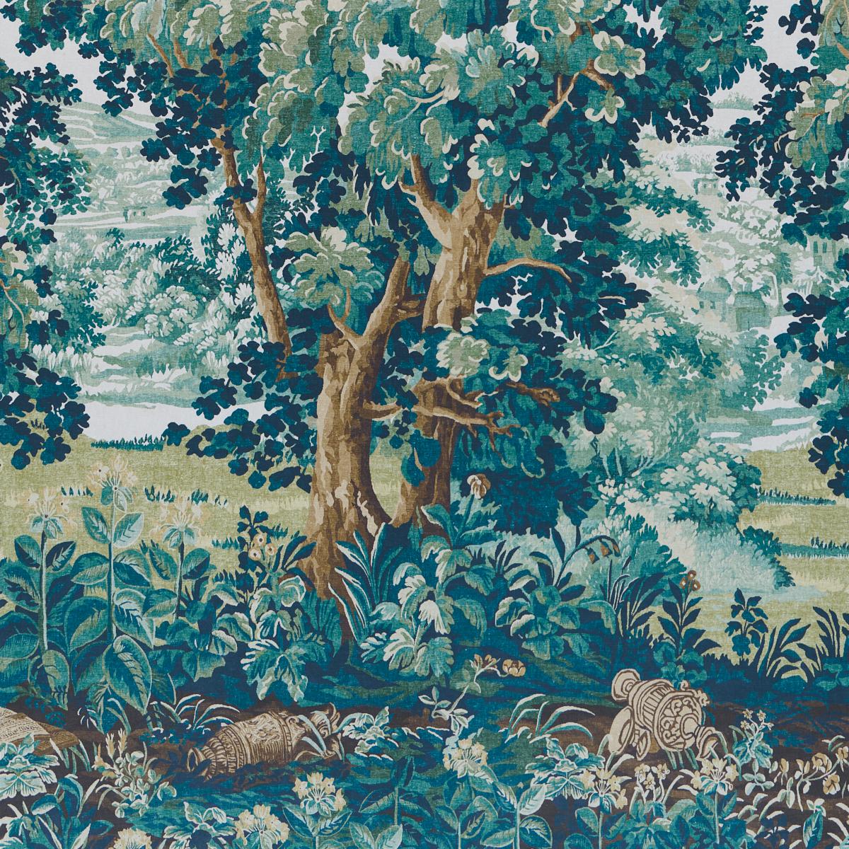 Schumacher La Forêt 3 Panel Set Autumn Green Forest Wallpaper