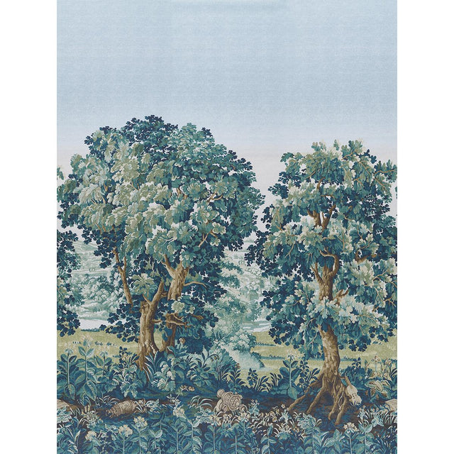 Schumacher La Fort 3 Panel Set Autumn Green Forest Wallpaper