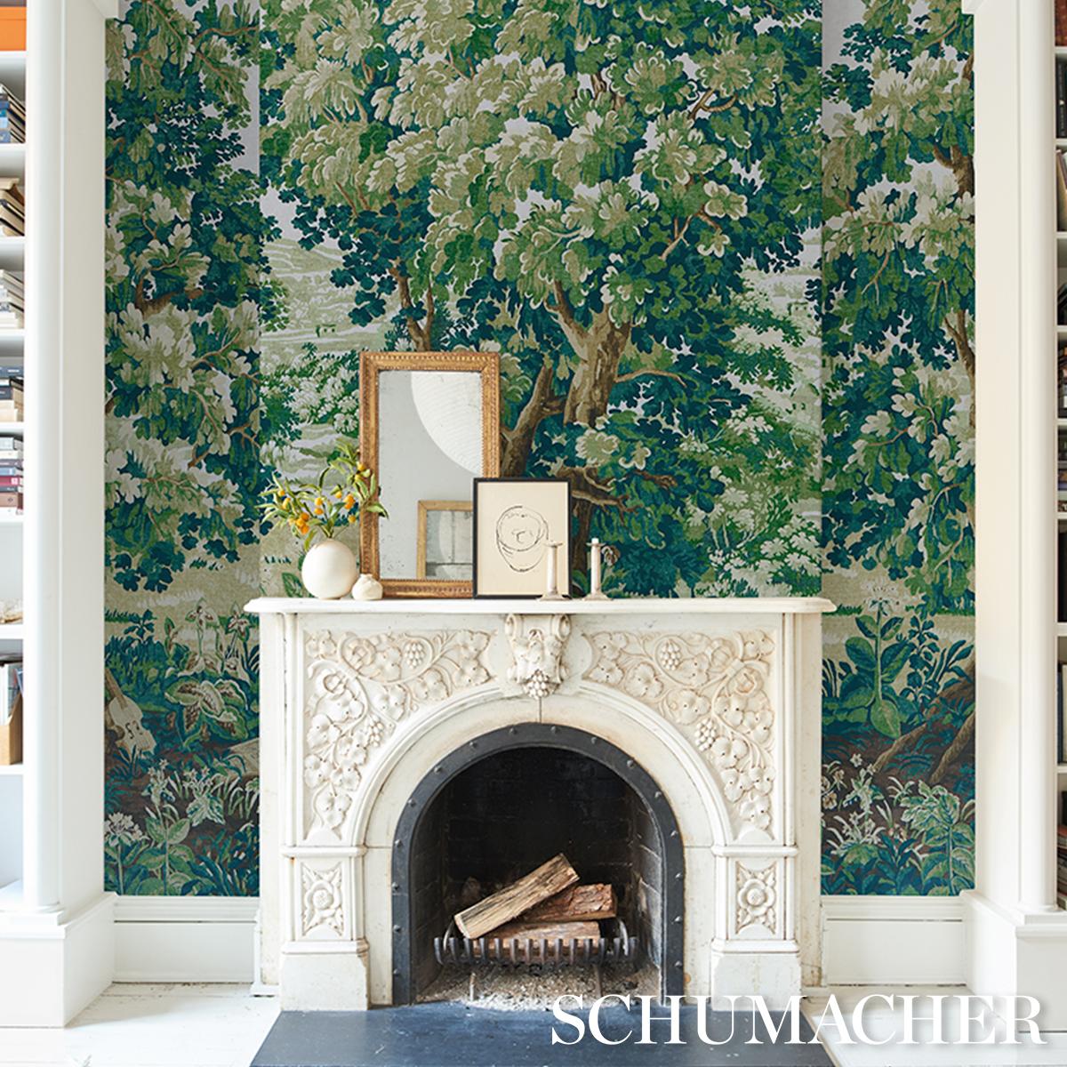 Schumacher La Fort 3 Panel Set Spring Green Forest Wallpaper