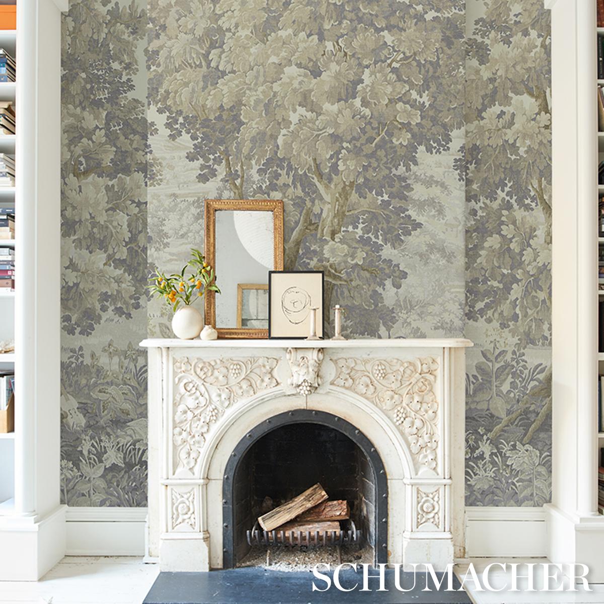 Schumacher La Fort 3 Panel Set Oyster Forest Wallpaper