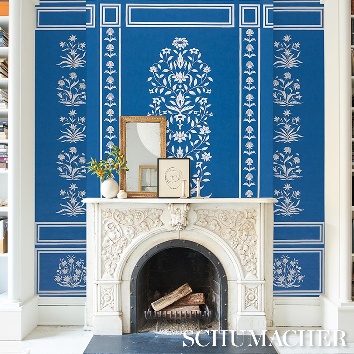 Schumacher Palladio Mughal Two Panel Set Blue Wallpaper