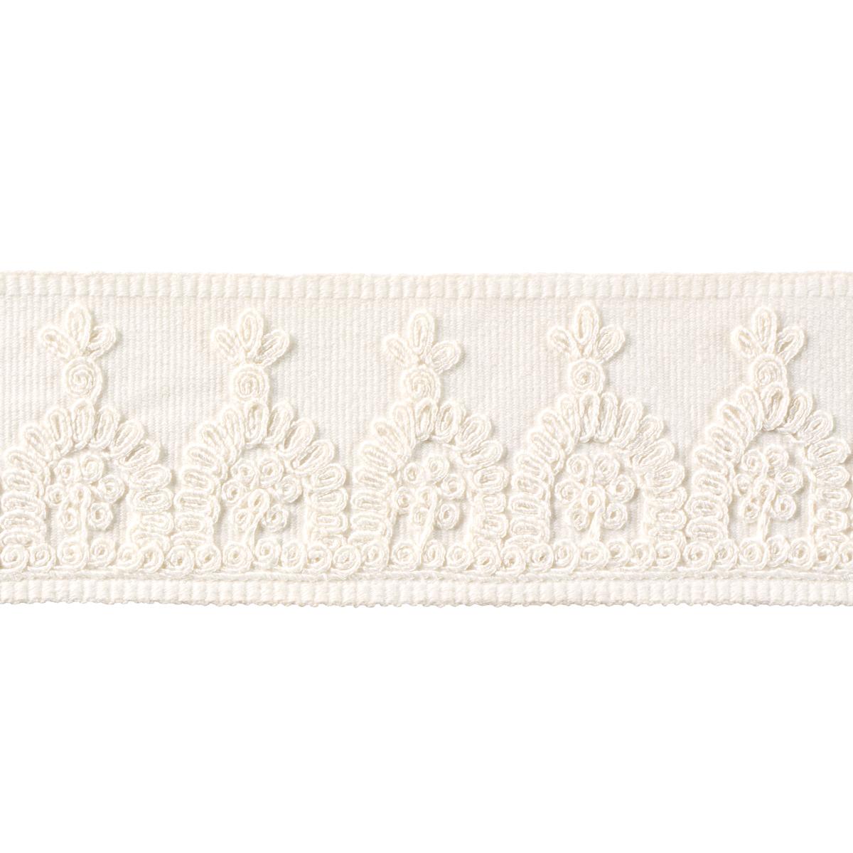 Schumacher White Noelia Embroidered Tape