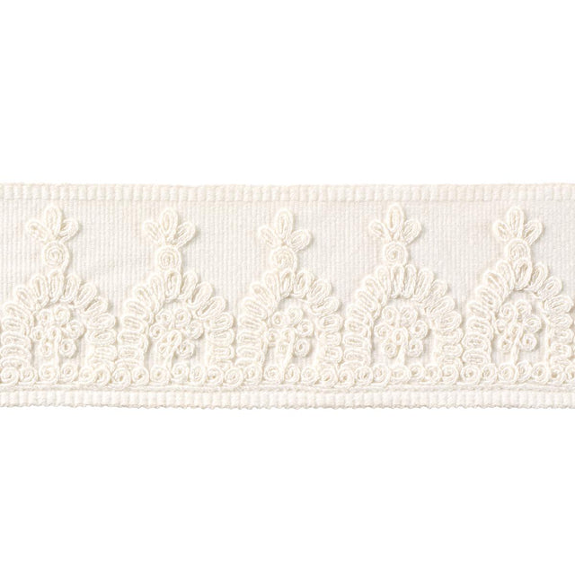 Schumacher White Noelia Embroidered Tape
