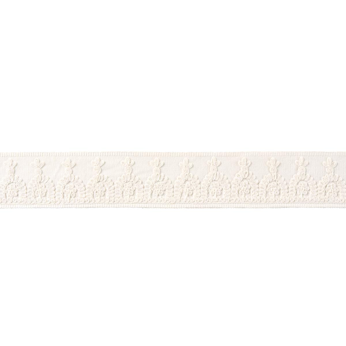 Schumacher White Noelia Embroidered Tape