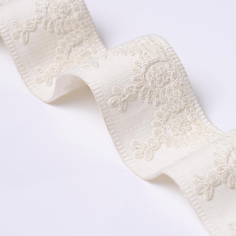 Schumacher White Noelia Embroidered Tape