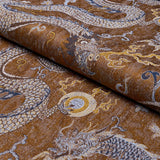 Schumacher Serpentine Dragon Brown & Blue Fabric