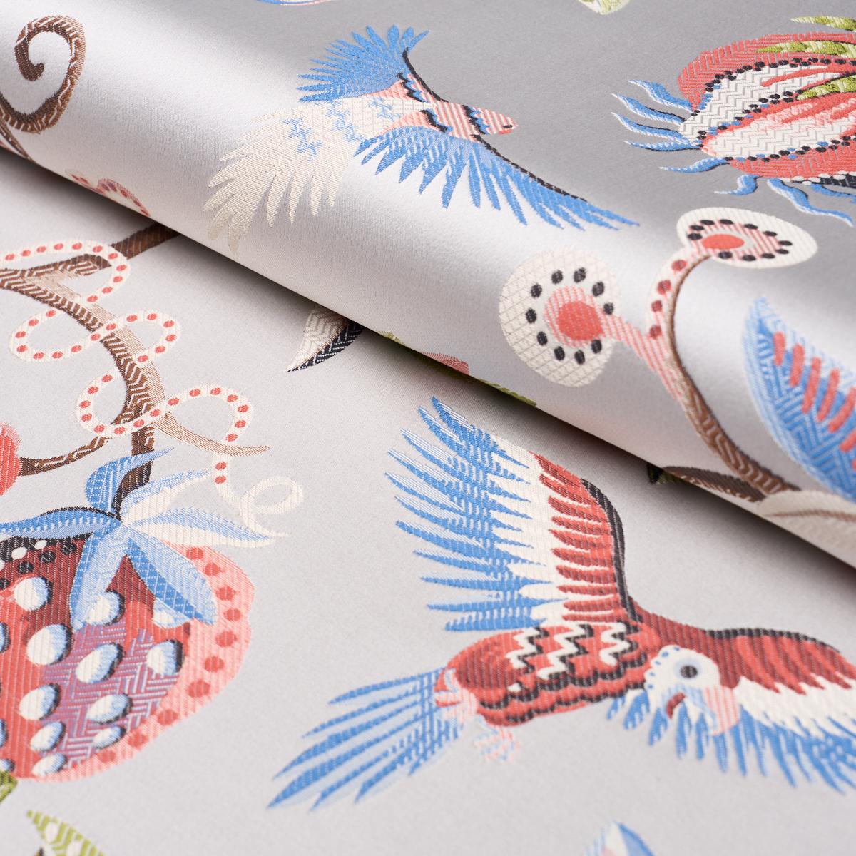Schumacher Birds Of Paradise Woven Mist Fabric