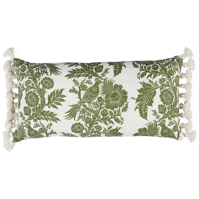 Schumacher Green 24" x 12" Raven Woods Pillow