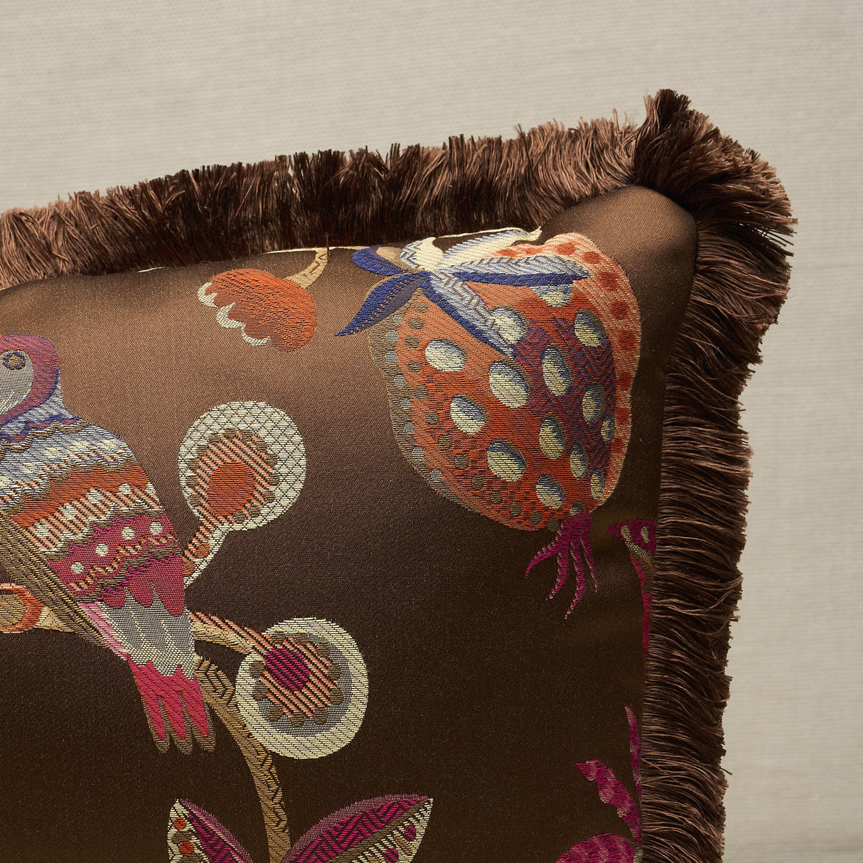 Schumacher Chestnut 24" x 12" Birds Of Paradise Pillow