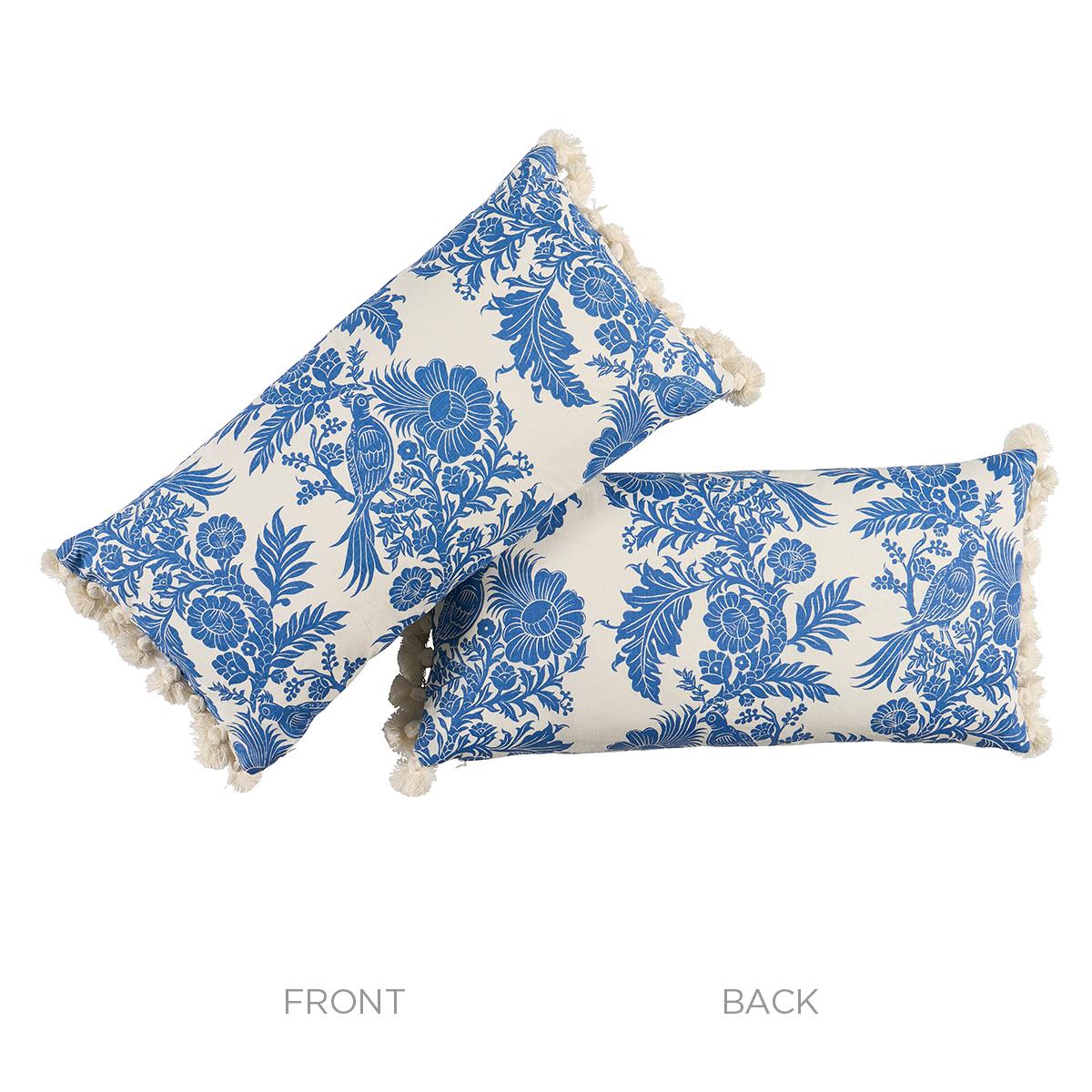 Schumacher Dark Blue 24" x 12" Raven Woods Pillow