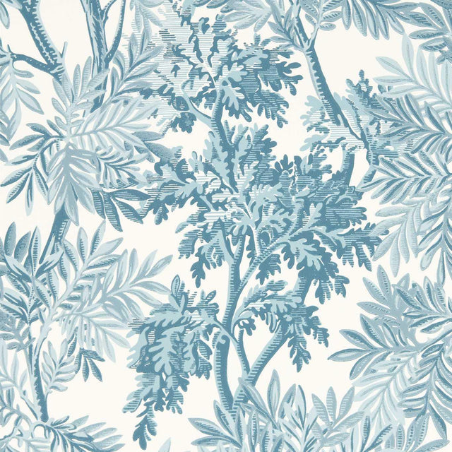 Sanderson Tapestry Trees Pottery Blue Wallpaper