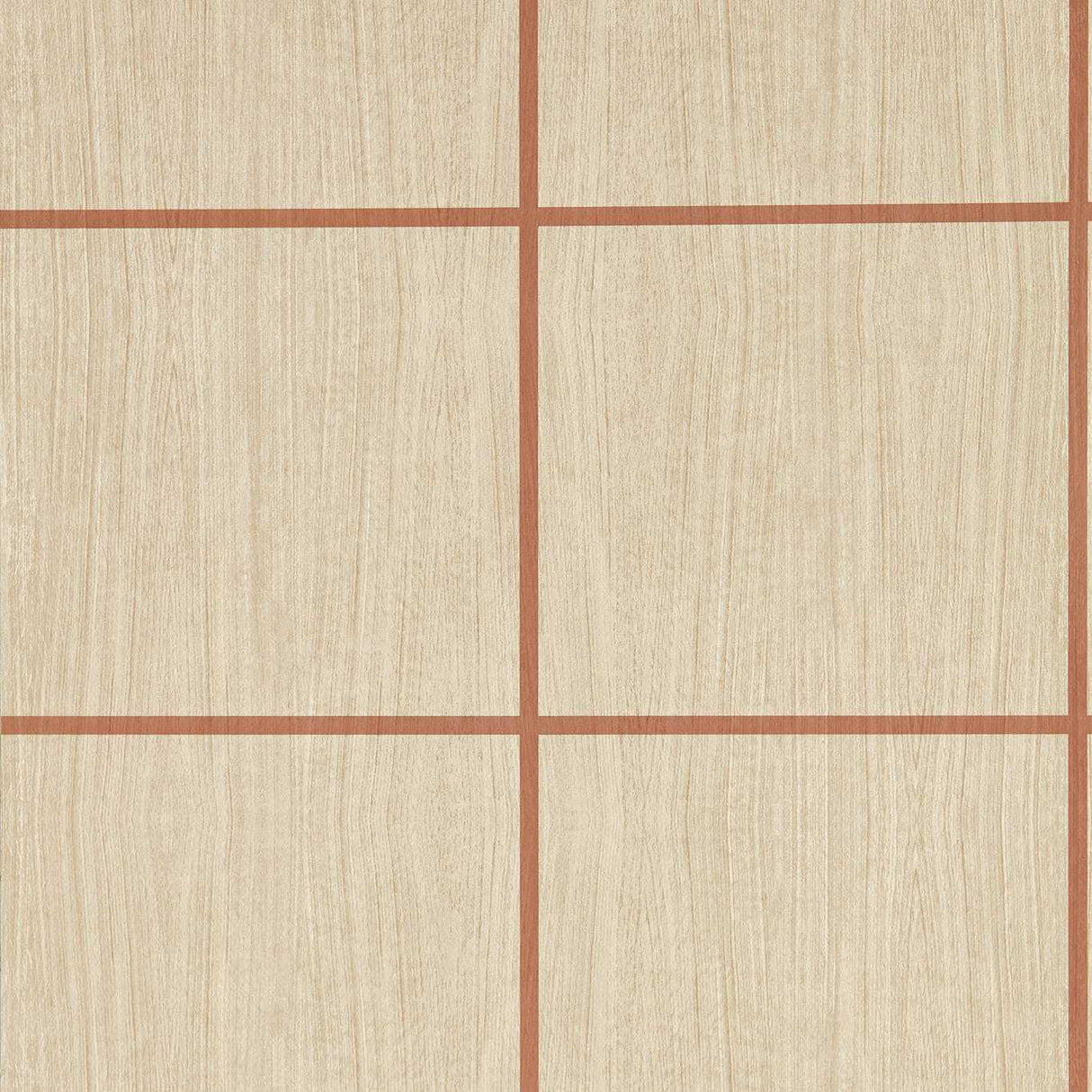 Harlequin Wood Blocks Oak/Terracotta Gloss Wallpaper