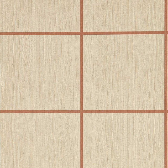 Harlequin Wood Blocks Oak/Terracotta Gloss Wallpaper