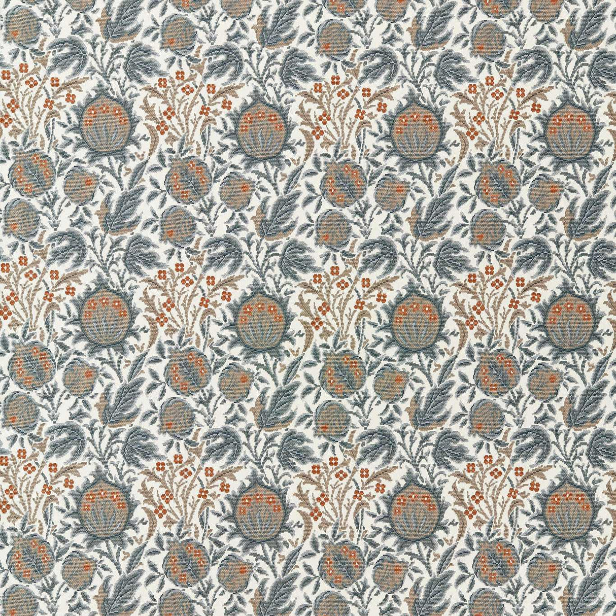 Morris & Co Elmcote Weave River Blue/Apricot Fabric