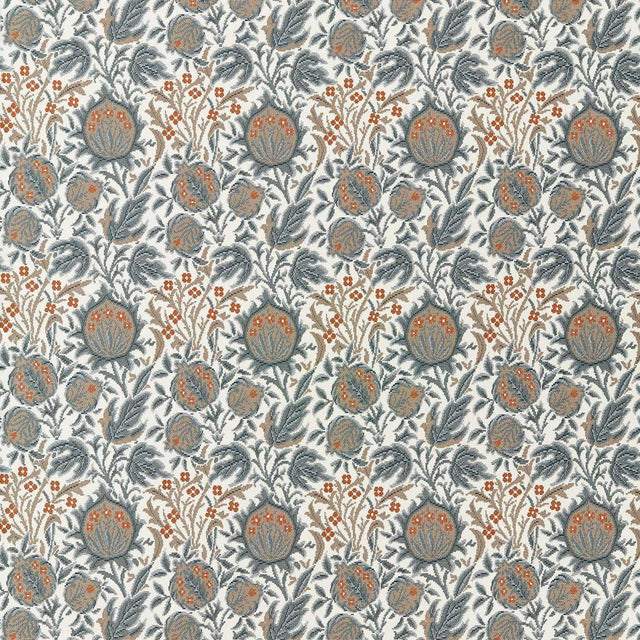 Morris & Co Elmcote Weave River Blue/Apricot Fabric