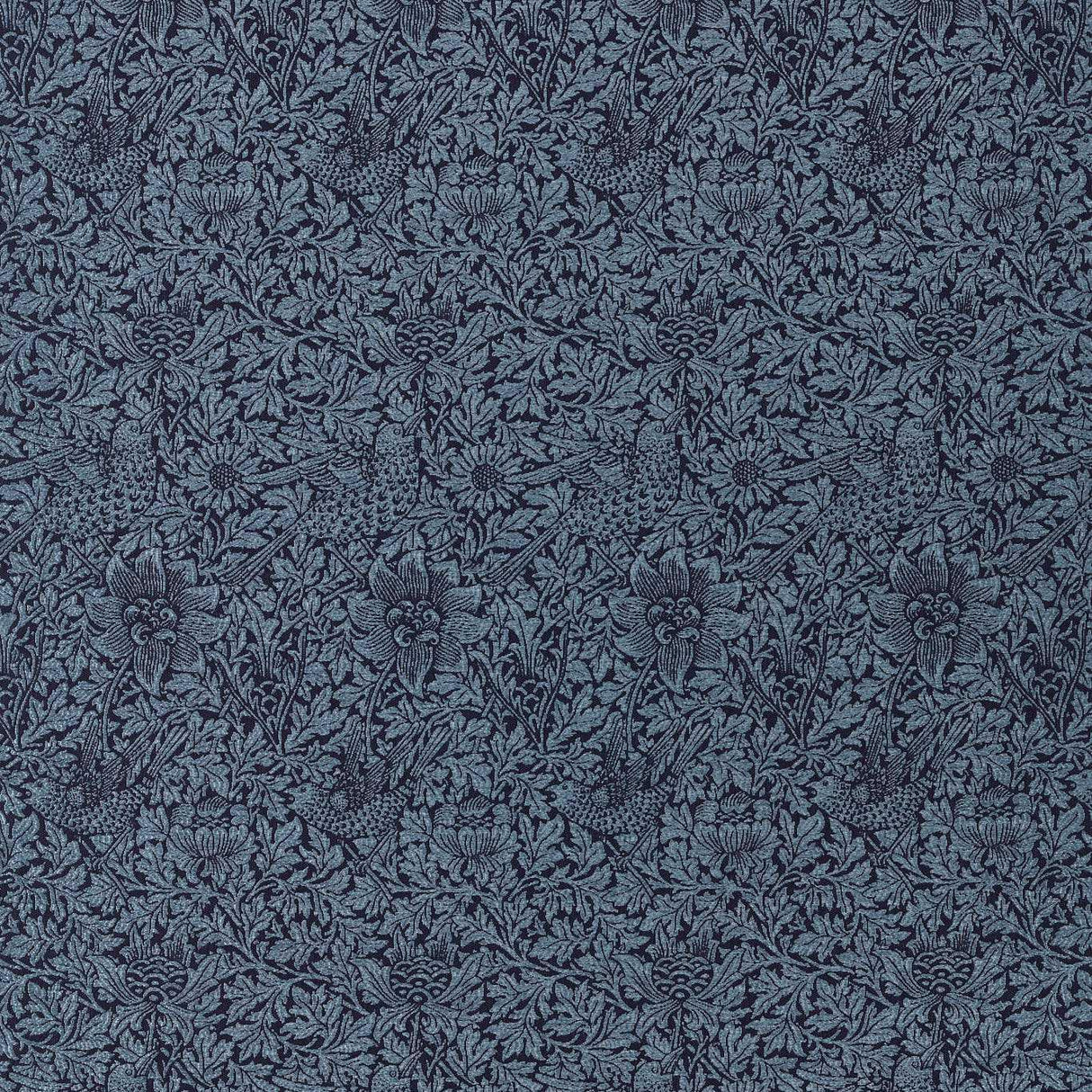 Morris & Co Bird & Anemone Weave Indigo Fabric
