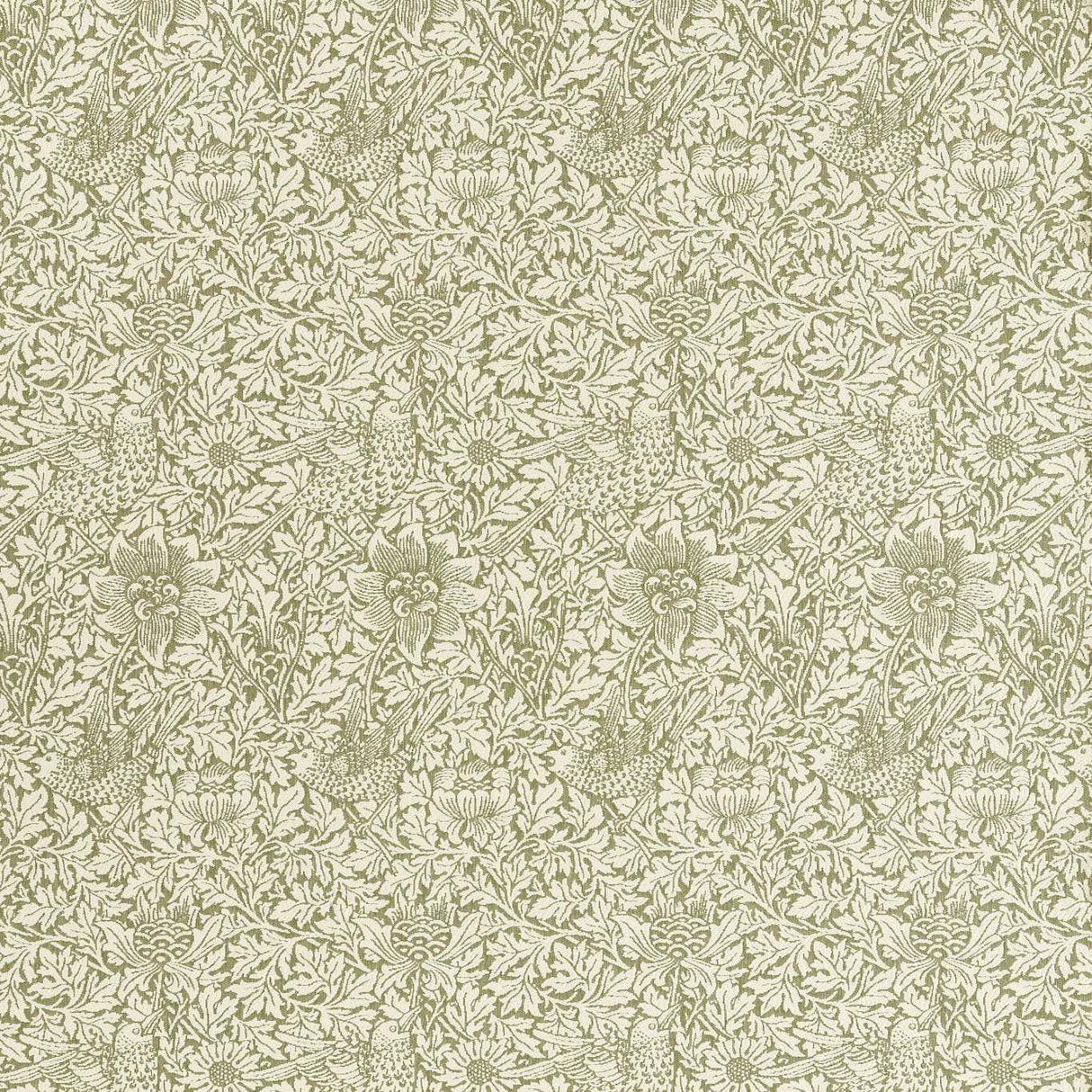 Morris & Co Bird & Anemone Weave Sage Fabric