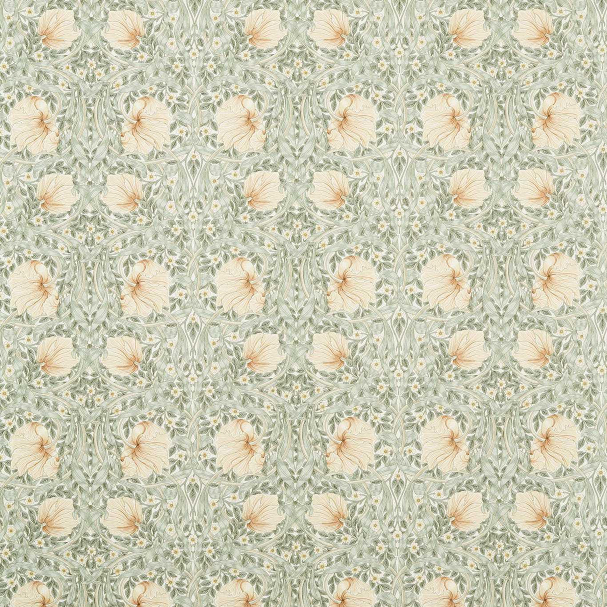 Morris & Co Pimpernel WW Sage/Caramel Fabric