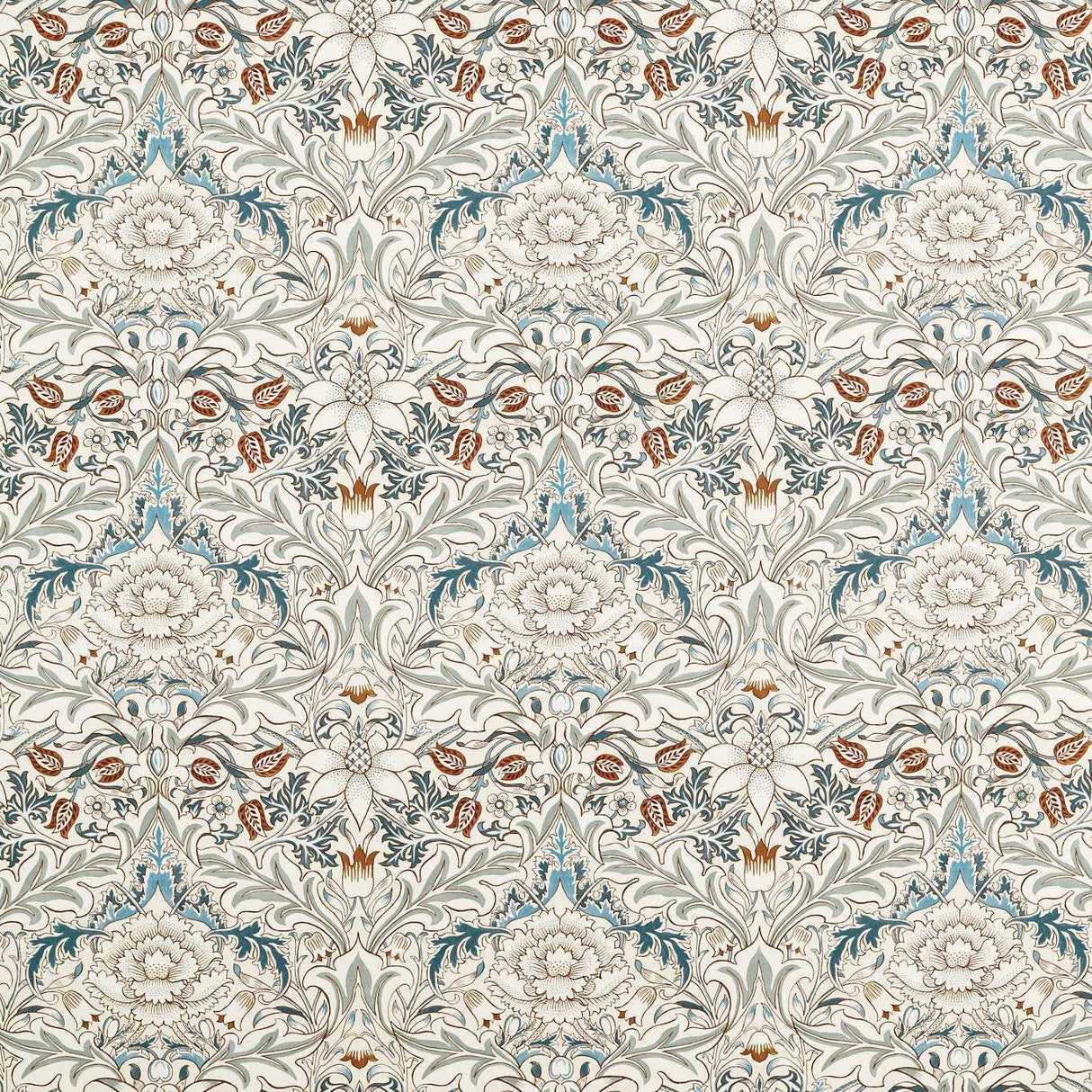 Morris & Co Simply Severn WW Sage Leaf/Tan Fabric