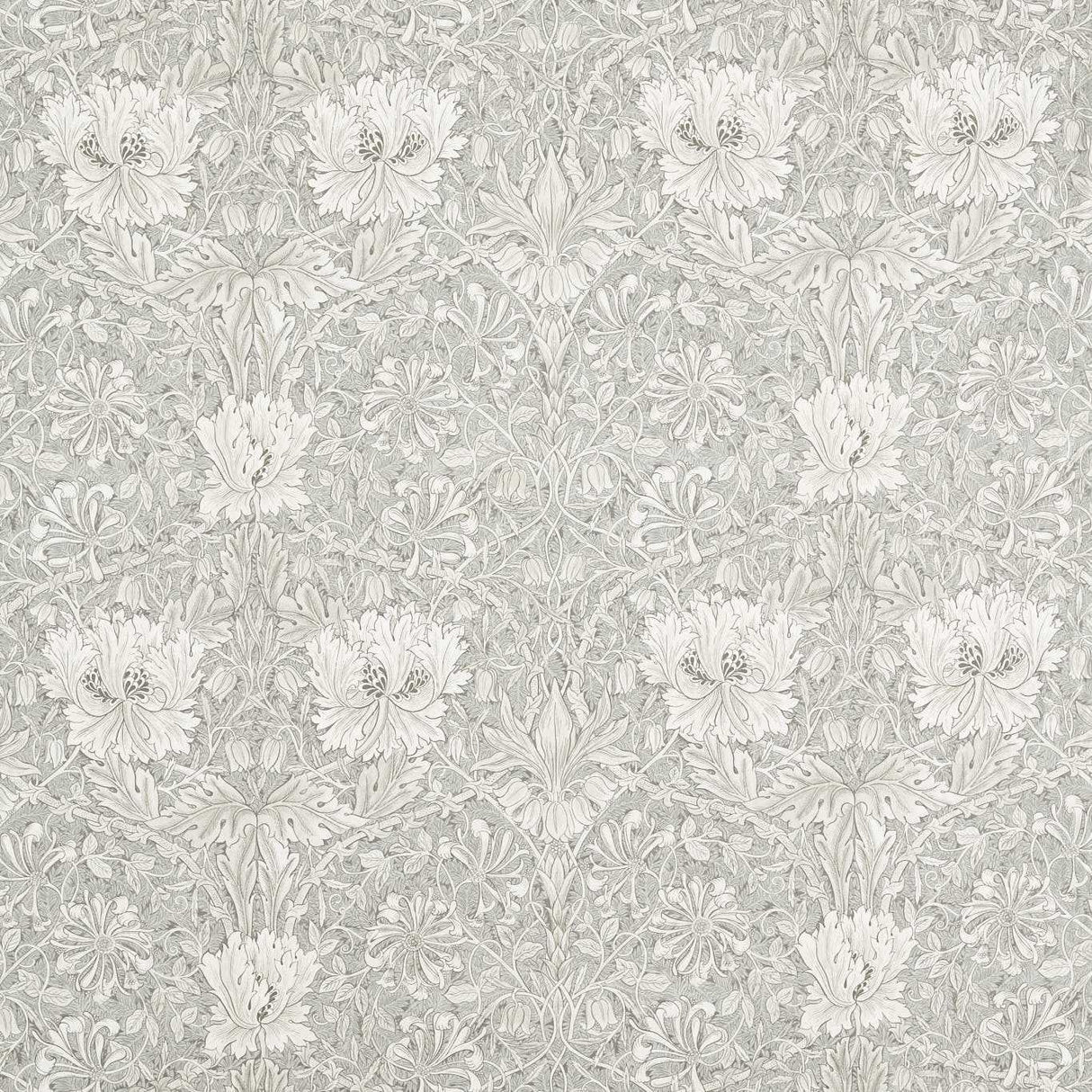 Morris & Co Pure Honeysuckle & Tulip WW Soft Mint/Grey Fabric