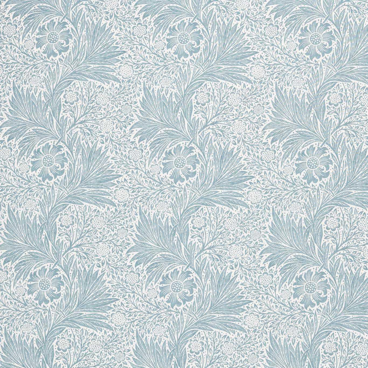 Morris & Co Pure Marigold Sheer WW Soft Blue Fabric