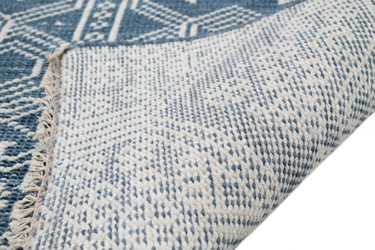 Bashian Artifact Hand Knotted 100% Wool Azure 2.5' x 8' Area Rug