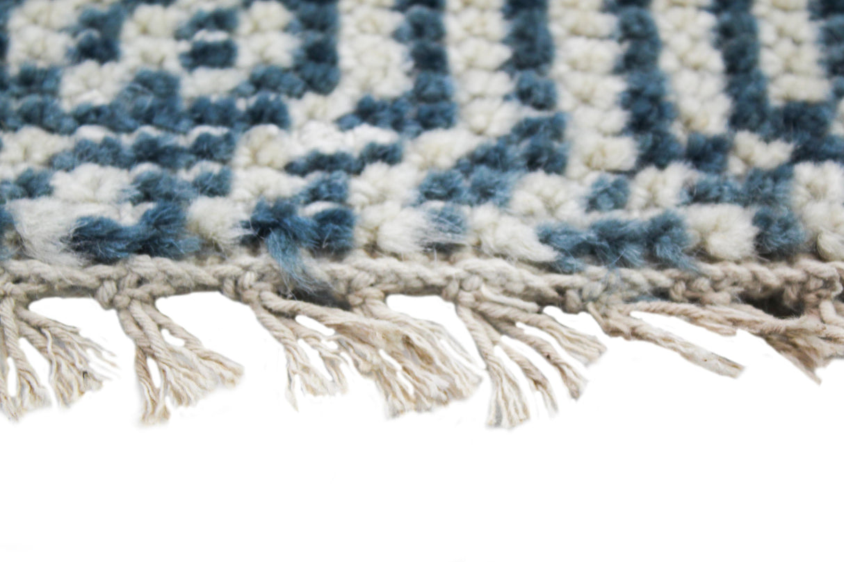 Bashian Artifact Hand Knotted 100% Wool Azure 2.5' x 8' Area Rug