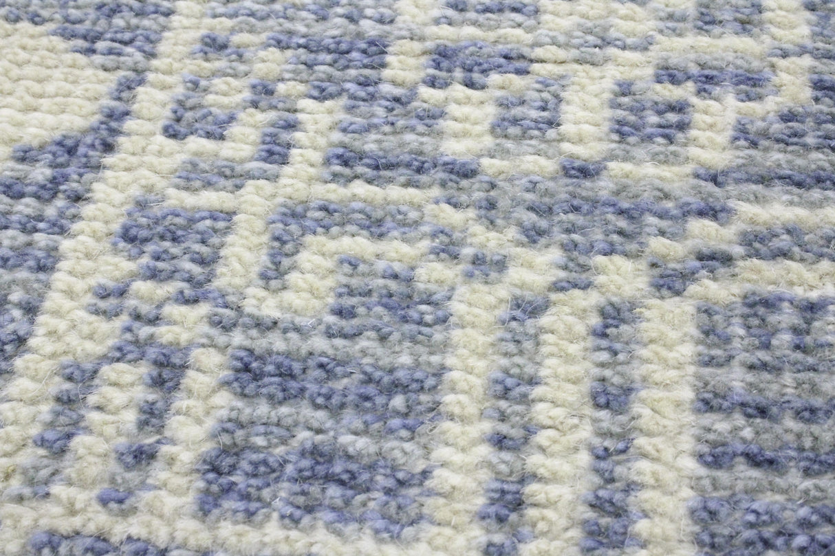 Bashian Artifact Hand Knotted 100% Wool Denim 2.5' x 8' Area Rug