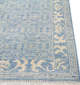 Bashian Artifact Hand Knotted 100% Wool Denim 2.5' x 8' Area Rug
