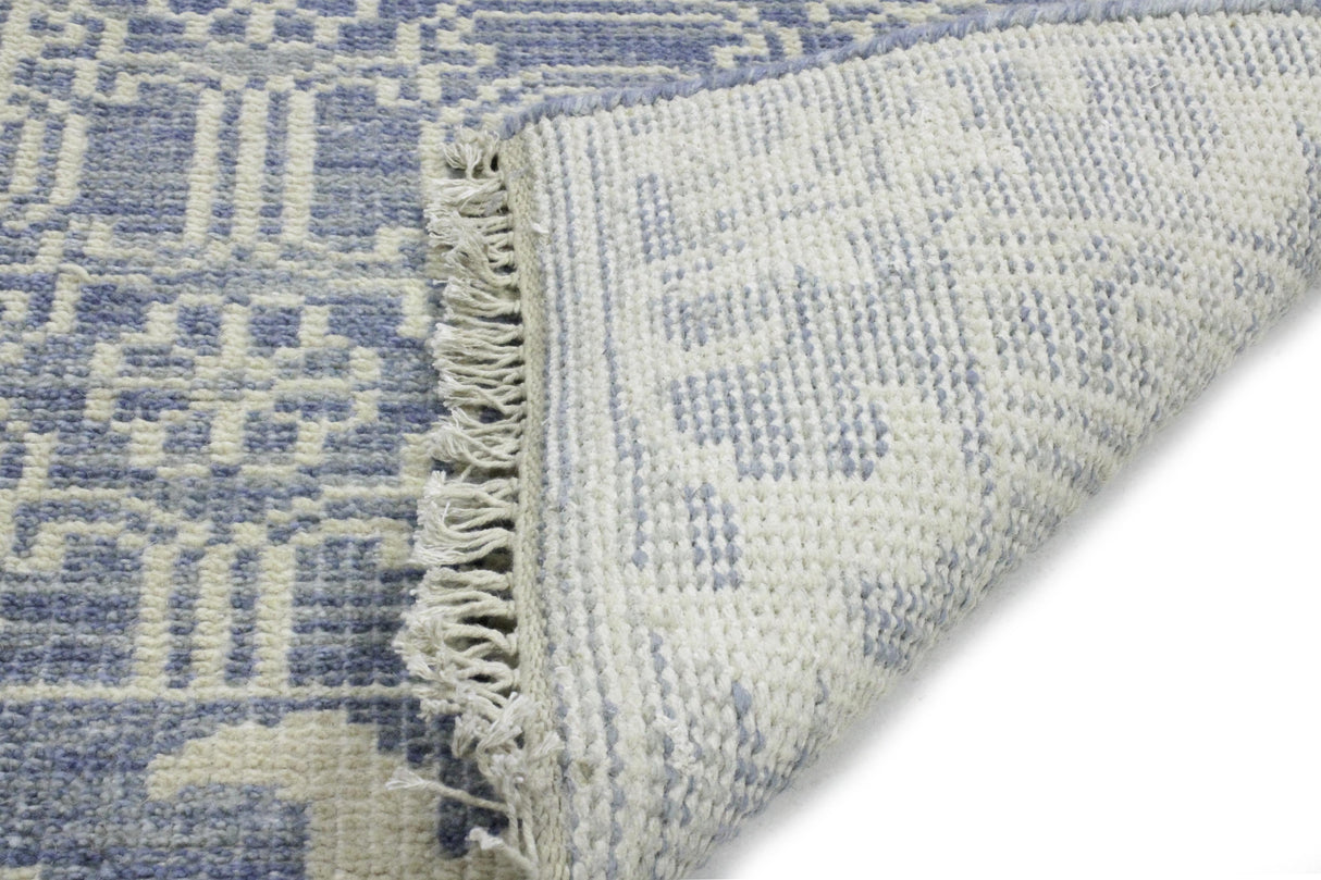 Bashian Artifact Hand Knotted 100% Wool Denim 2.5' x 8' Area Rug