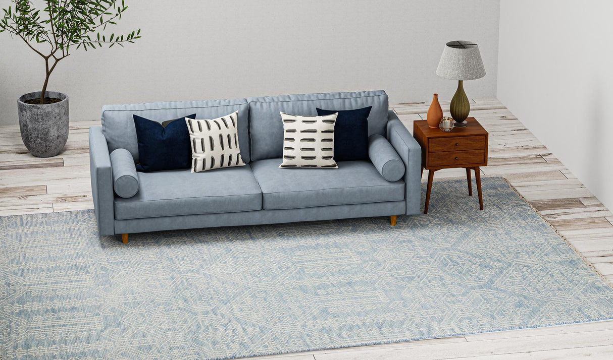 Bashian Artifact Hand Knotted 100% Wool Lt.Blue 2.5' x 8' Area Rug