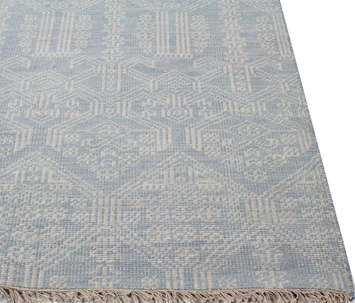 Bashian Artifact Hand Knotted 100% Wool Lt.Blue 2.5' x 8' Area Rug