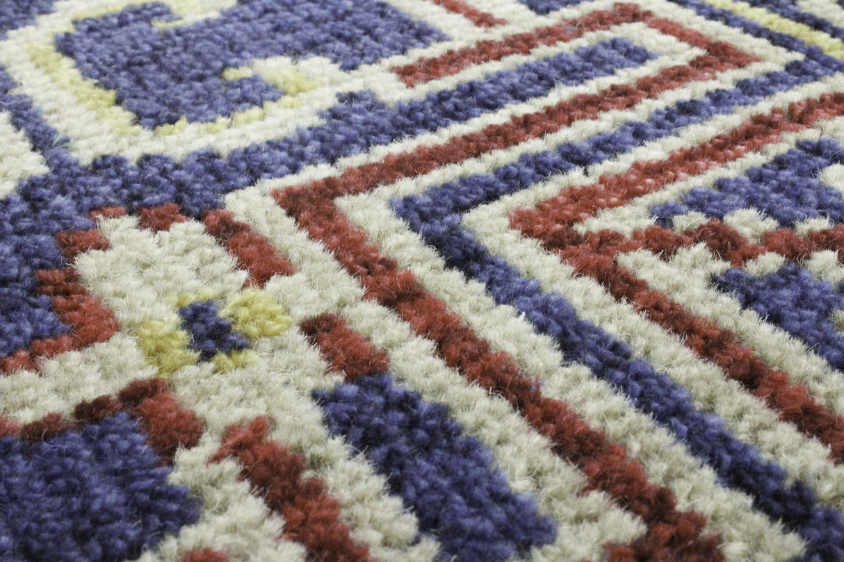 Bashian Artifact Hand Knotted 100% Wool Navy 2.5' x 8' Area Rug