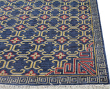 Bashian Artifact Hand Knotted 100% Wool Navy 2.5' x 8' Area Rug