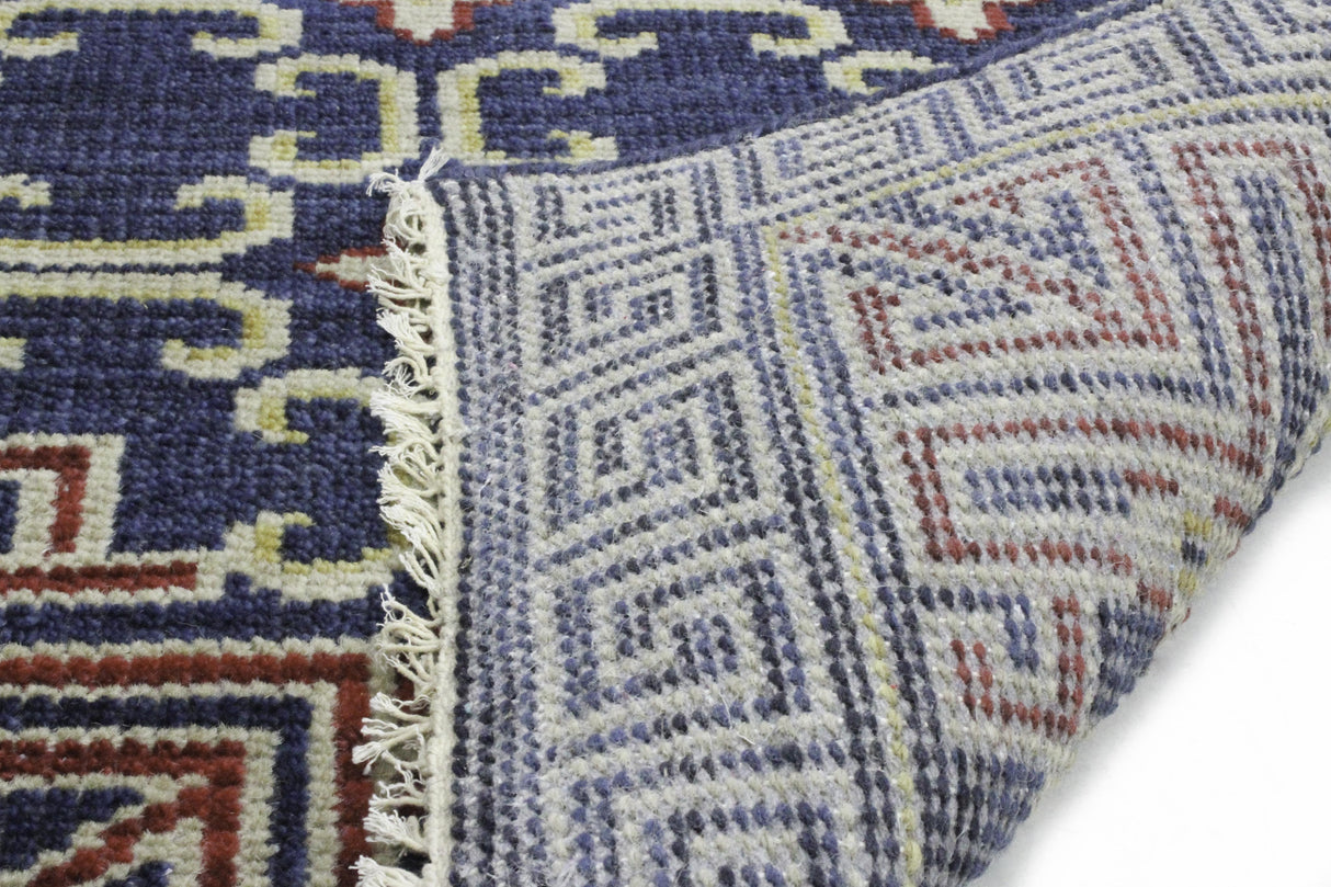 Bashian Artifact Hand Knotted 100% Wool Navy 2.5' x 8' Area Rug